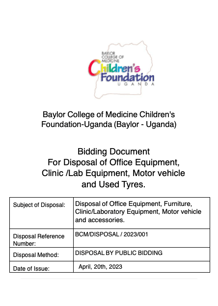 BCM-DISPOSAL-2023-001 Disposal of Vehicle and Other Assorted Items April 2023