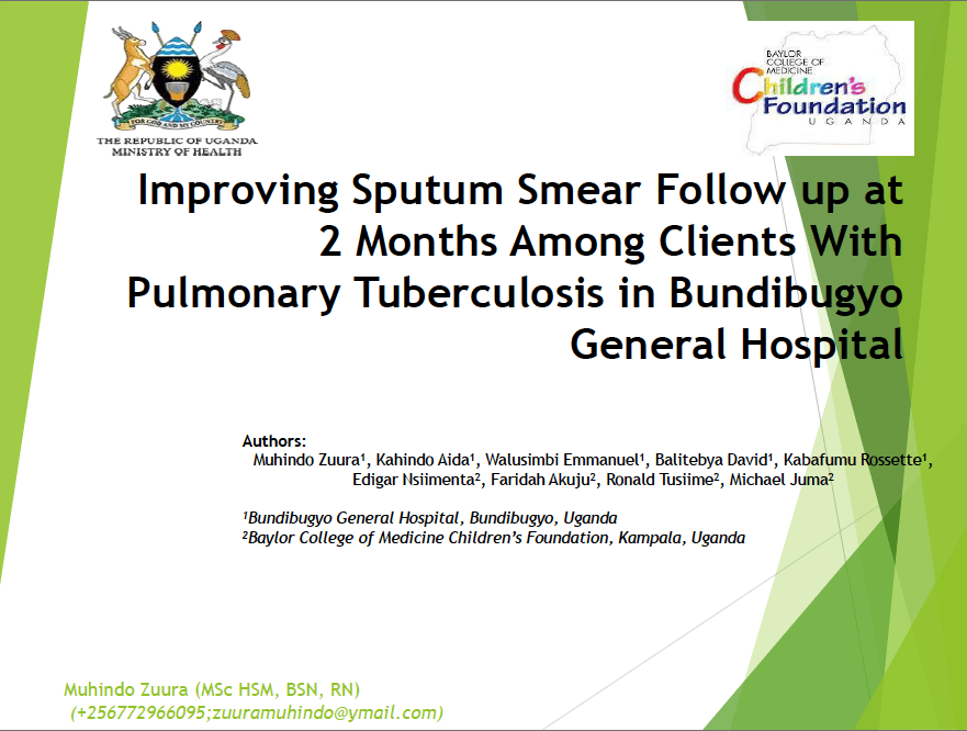 Improving Sputum Smear Follow up at 2 Months Among Clients With Pulmonary Tuberculosis