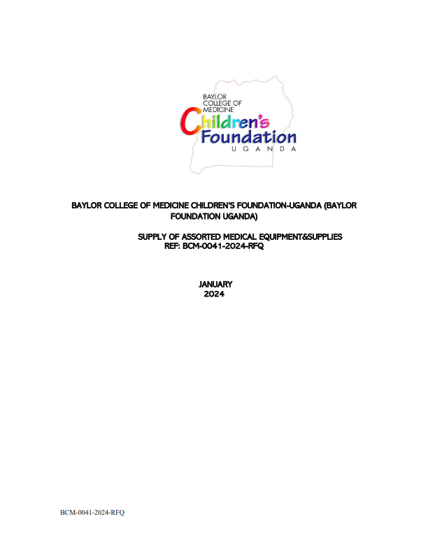 BCM-0041-2024 – RFQ  Supply of Assorted Medical Equipment, and supplies- January 2024